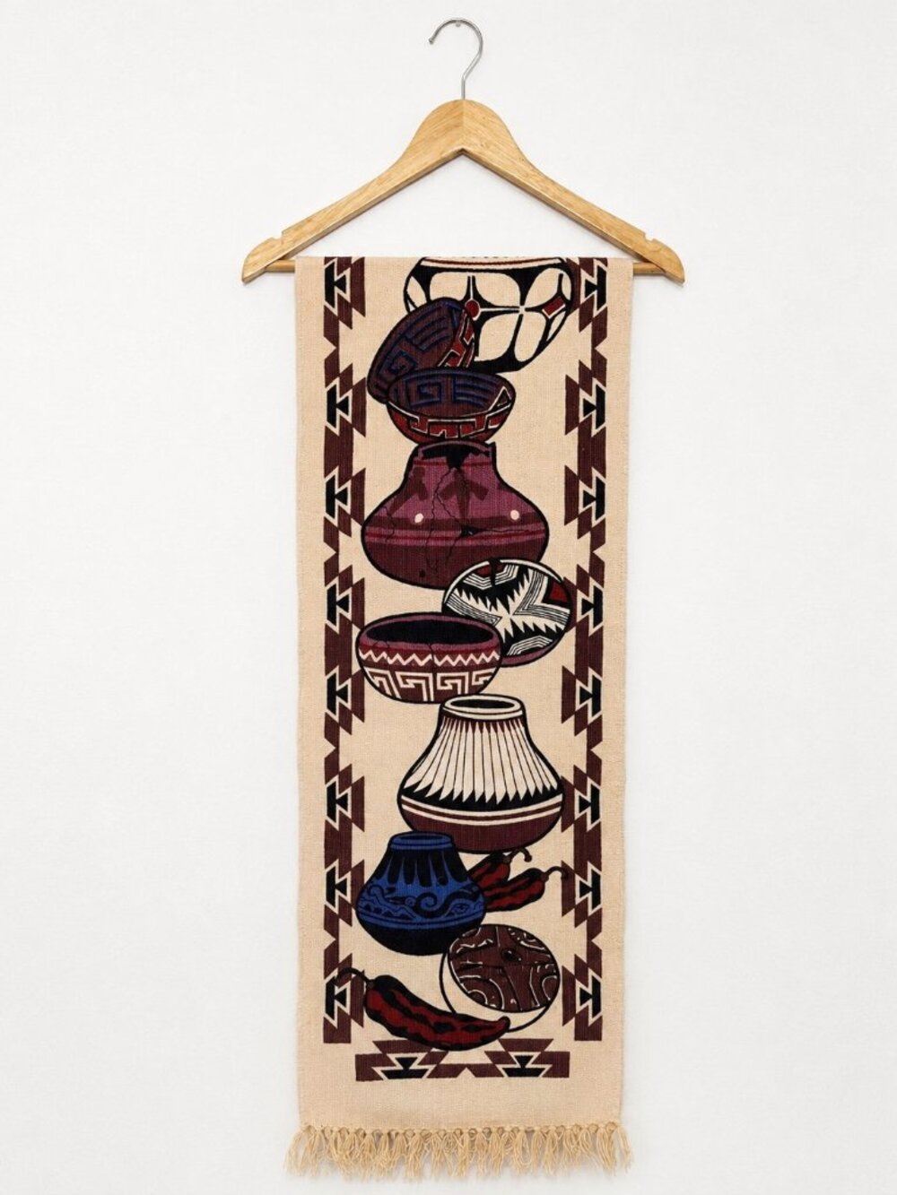 El Paso Saddle Blanket Indian Pottery Design Table Runner 75 X 13 Southwestern